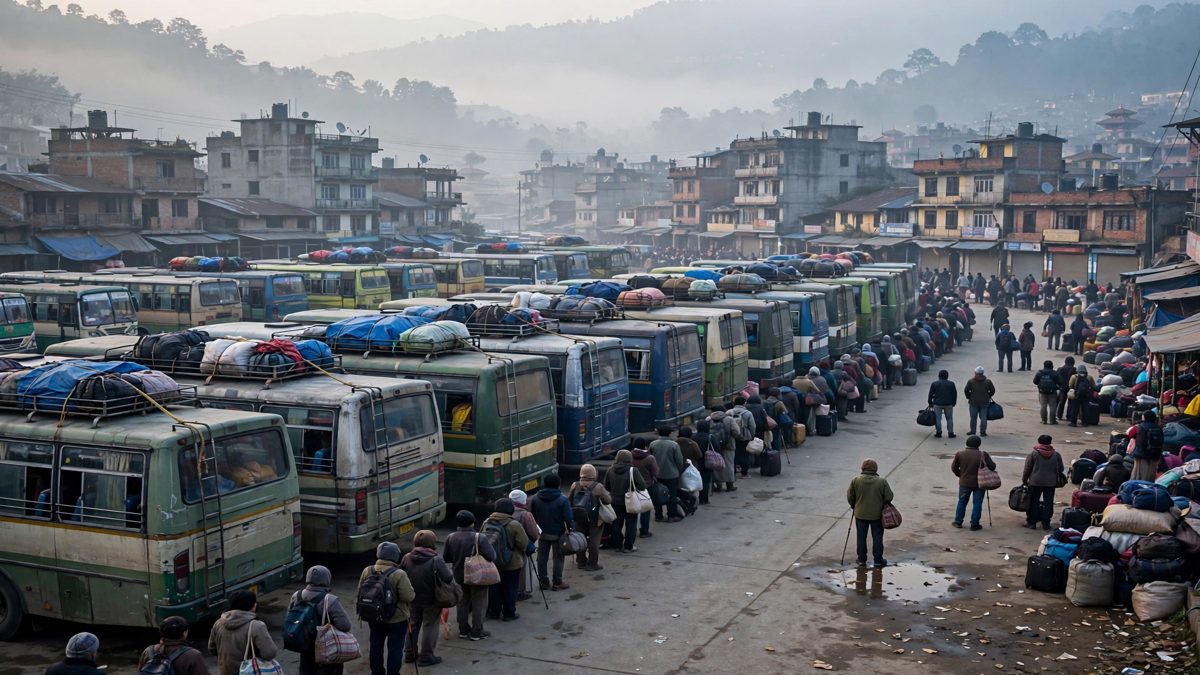 Dashain Travel: Queues at Kathmandu New Bus Park From Dawn