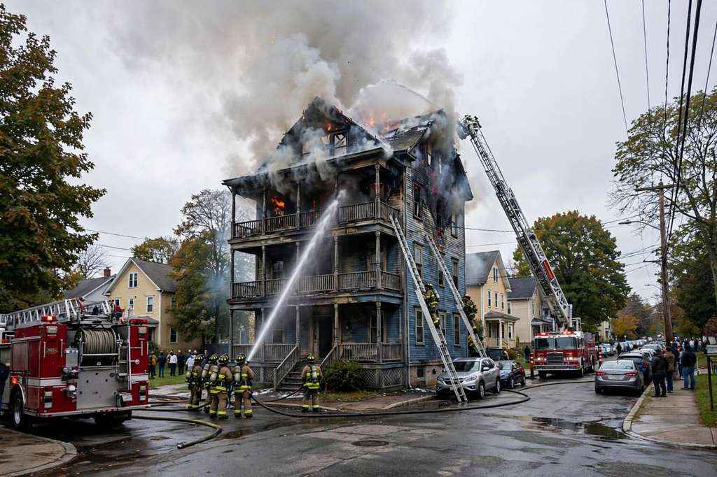Malden, Massachusetts: Fire Rips Through Porter Street Triple-Decker and Sends a Firefighter to the Hospital