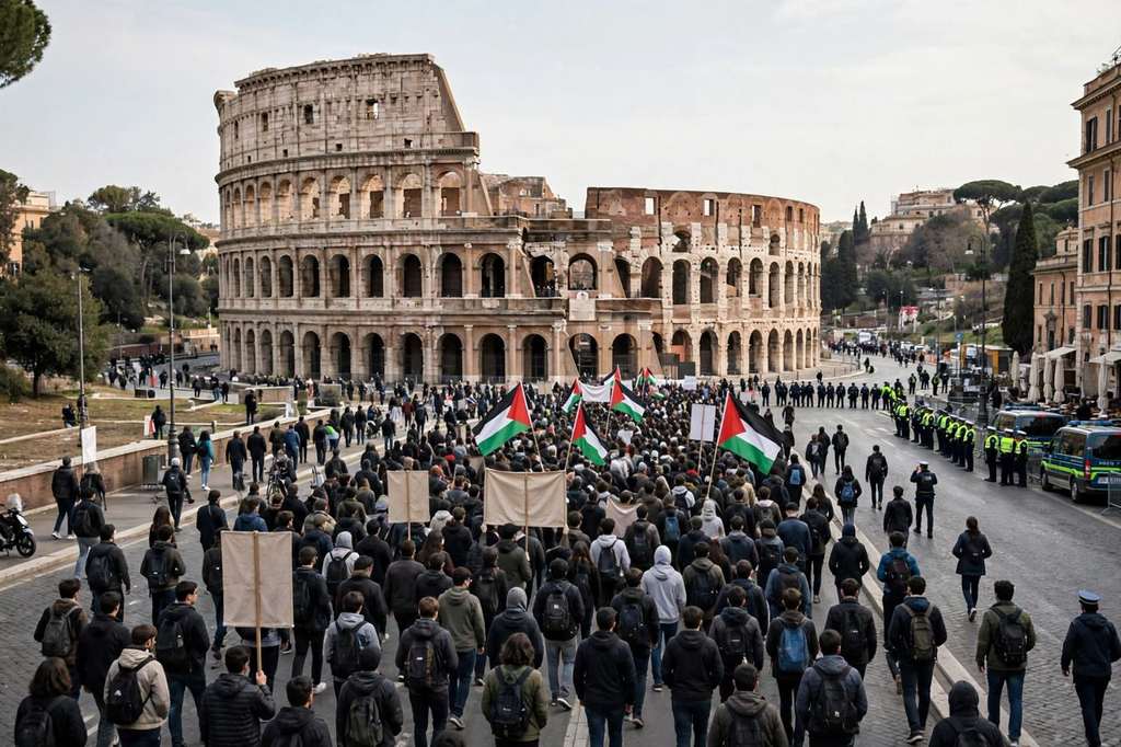 Protesters Enter Rome Colosseum During Nationwide Demonstrations in Italy