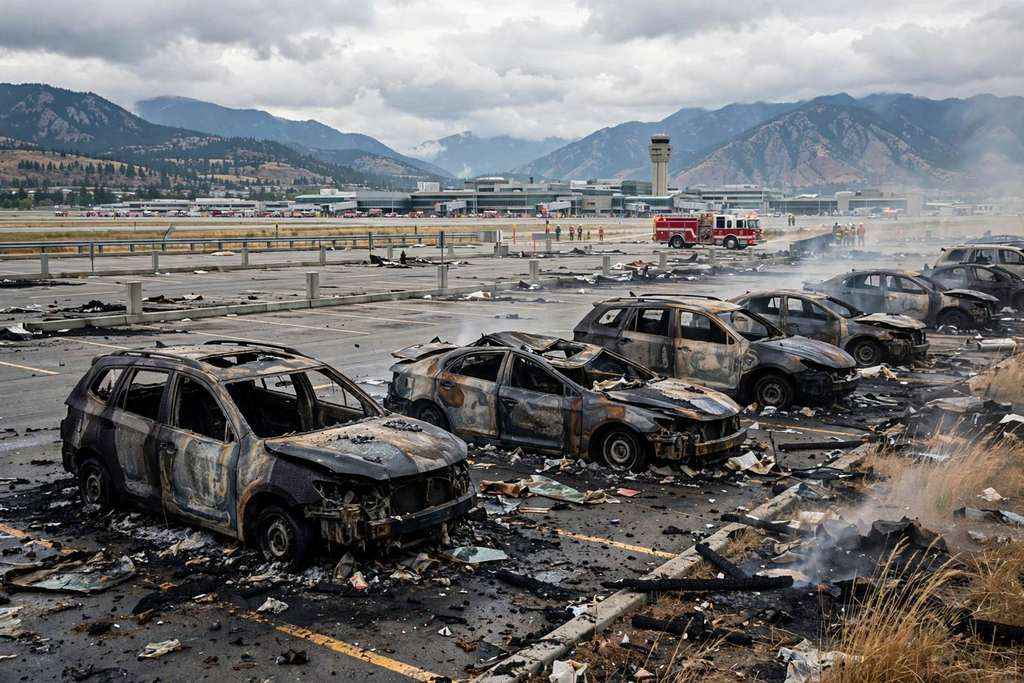 Salt Lake City, Utah: Fire Damages 12 Vehicles in Airport Economy Parking Lot